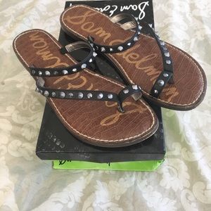 Sam Edelman Black Studded Gordie Sandal, Size 10